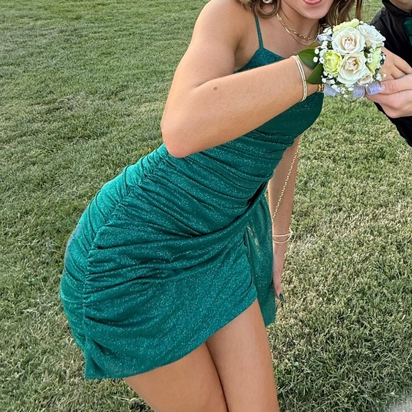 Elegant Teal Ruched Homecoming Dress